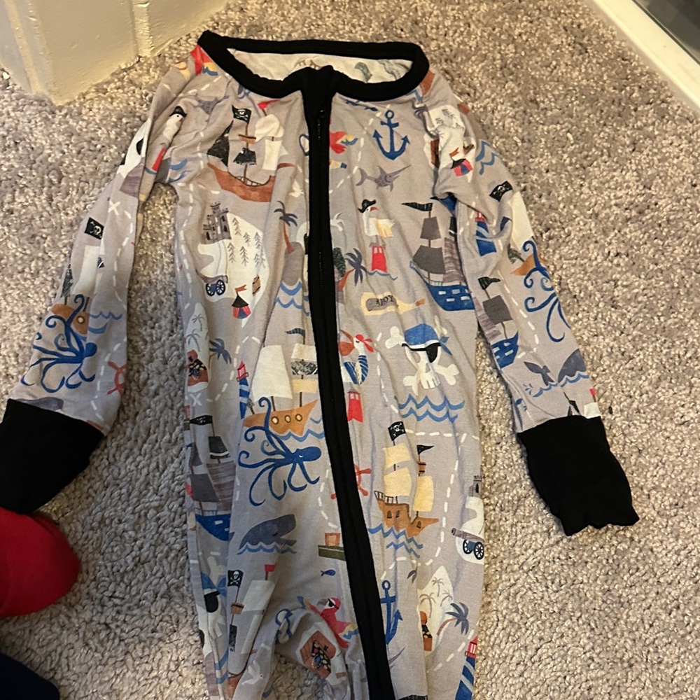Little Sleepies Nautical Print Pajama Set - Black and Gray